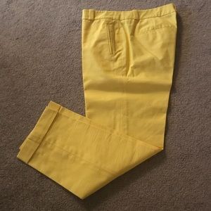 Yellow Cotton Ankle Pants